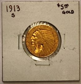 1913S $5 Gold Indian
