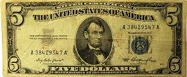 Blue seal $5 bill