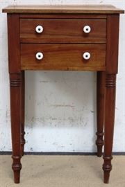 Double drawer stand w/ porcelain pulls
