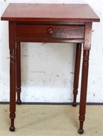 Early one drawer stand on turned leg