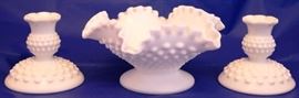Fenton hobnail console set
