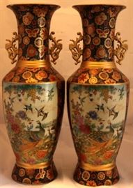 Tall pair Asian vases