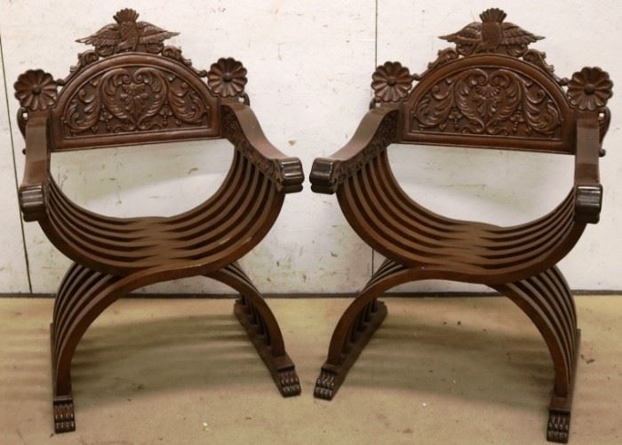 Outstanding matched pair carved chairs