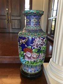 1 OF PAIR LARGE CLOISONNÉ VASES
