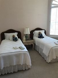 TWIN BEDS / WICKER HEADBOARDS