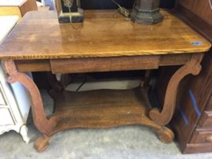 Quarter Sawn Oak libary table with drawer