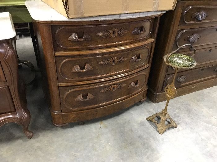 Unique Walnut Victorian dresser, with marble top