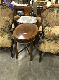 Small inlaid table, with pull out for holding your drink
