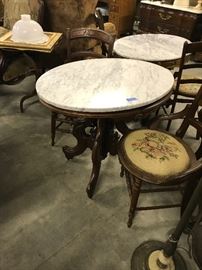 Set of 4 walnut chairs with fruit needle point seats