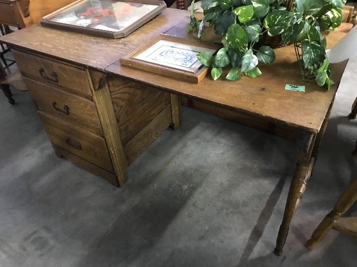 Antique Folding Oak Desk