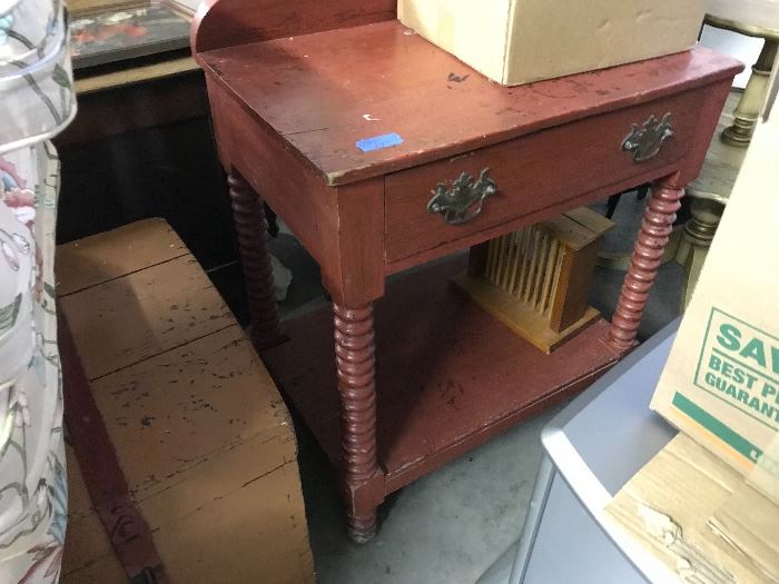 Early Primitive Table with buttermilk paint