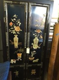 Custom made from a 4 panel screen, spring , summer, fall and winter. we have the other 2 panels too. Made with real jade