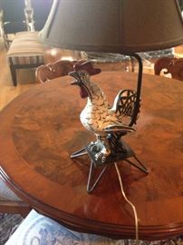 1950'S CHICKEN LAMP ON IRON BASE