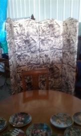 Four Panel Custom Screen, in brown and white