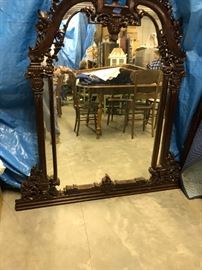 Large Dark Walnut Mirror, outstanding carvings