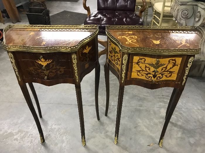 Italian night stands, with beautiful brass