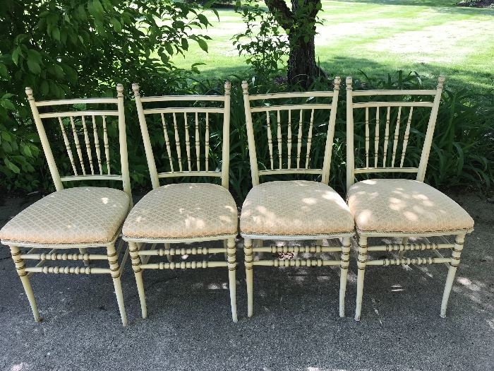 Set of 4 , painted in original buttery yellow, can be painted gold to give a French look