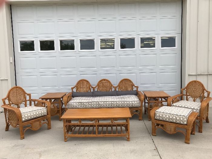 1920's Art Deco Rare Rattan set, a must see, new upholstery geometric fabric