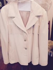 Soft wool lined Jacket in Cream with fringe