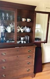 Solid Mahogany Glass over 4 drawers