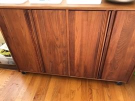Teak rolling Credenza never used