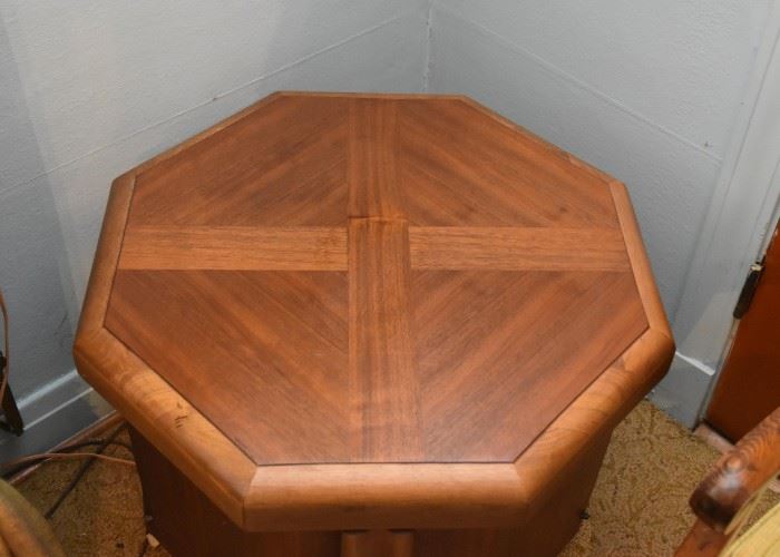 Mid Century Octagonal End Table / Cabinet