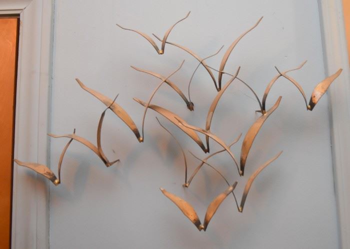 Mid Century Birds in Flight Metal Wall Sculpture / Wall Hanging 