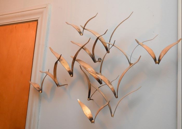 Mid Century Birds in Flight Metal Wall Sculpture / Wall Hanging 