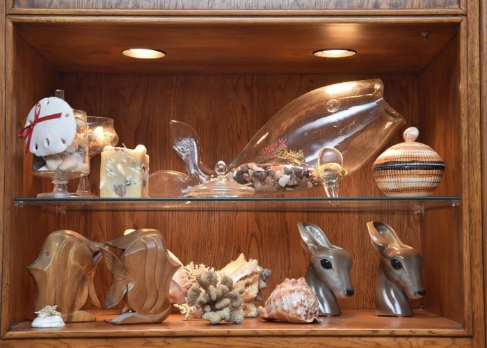 Seashells, Coral Specimens, Vintage Pottery, Blenko Glass Fish, Etc.