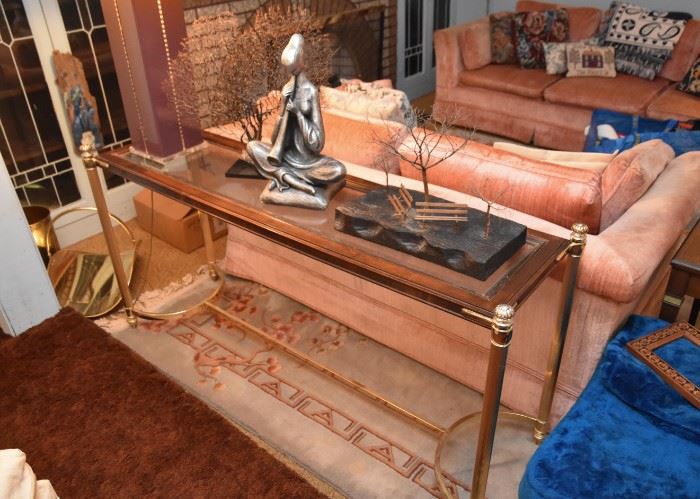 Brass (Glass-Top) Console / Sofa Table