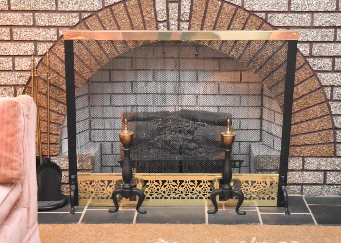 Fireplace Screen, Andirons