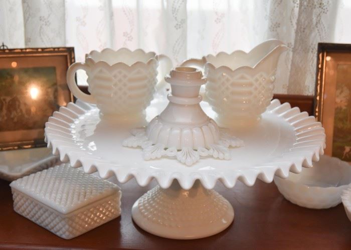 White Milk Glass (Fenton Hobnail & Others) - CAKE PLATE IS SOLD!