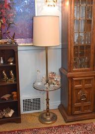 Brass Floor Lamp / Side Table
