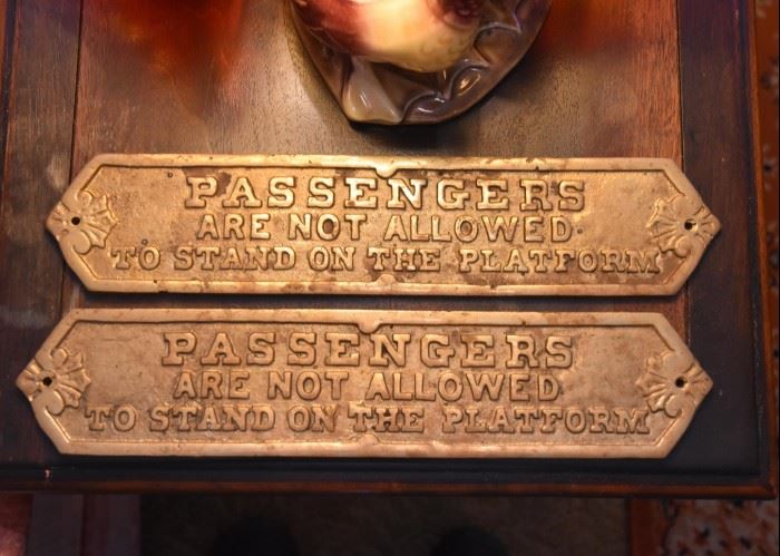 Antique Vintage Brass Signs (Train, Trolley)