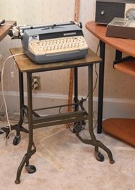 Vintage Metal Typewriter Table, Vintage Smith Corona Electric Typewriter