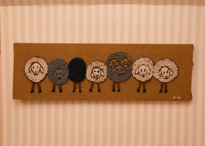 Textile Art Wall Hanging (Sheep)