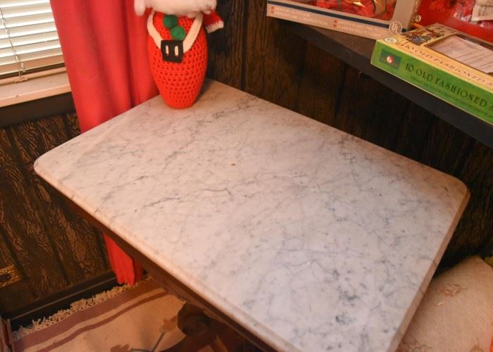 Vintage Eastlake Parlor Table with Marble Top