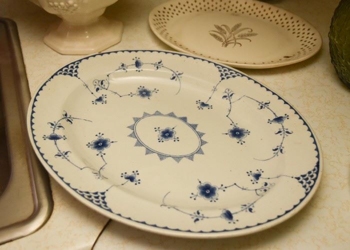 Blue & White Pottery Platter (Delft)