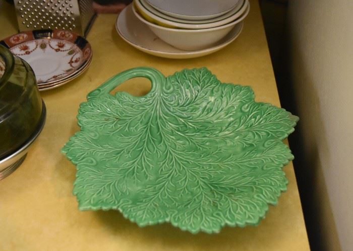 Vintage Pottery Leaf Dish