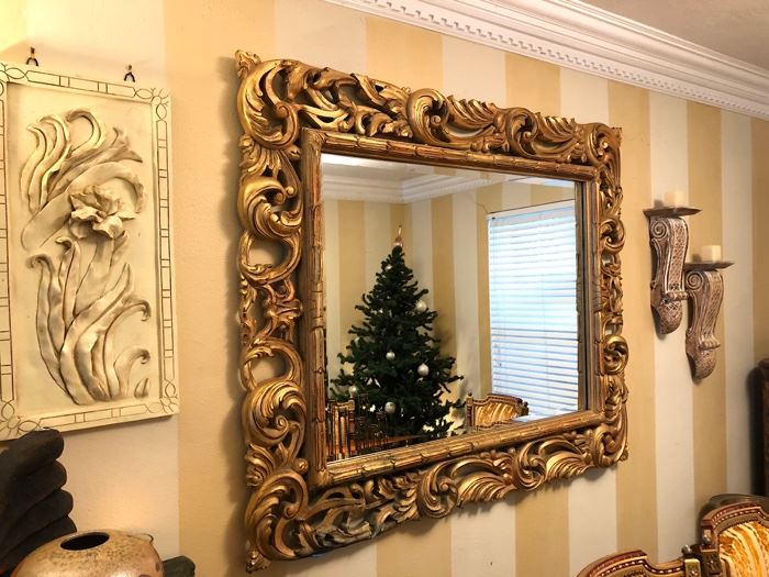 Gold Gilt Rococo Mirror.