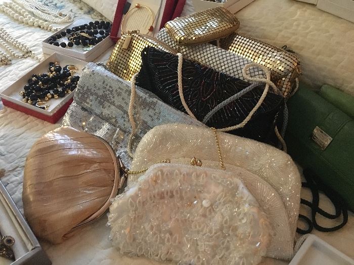Eel skin , beaded & sequined purses 