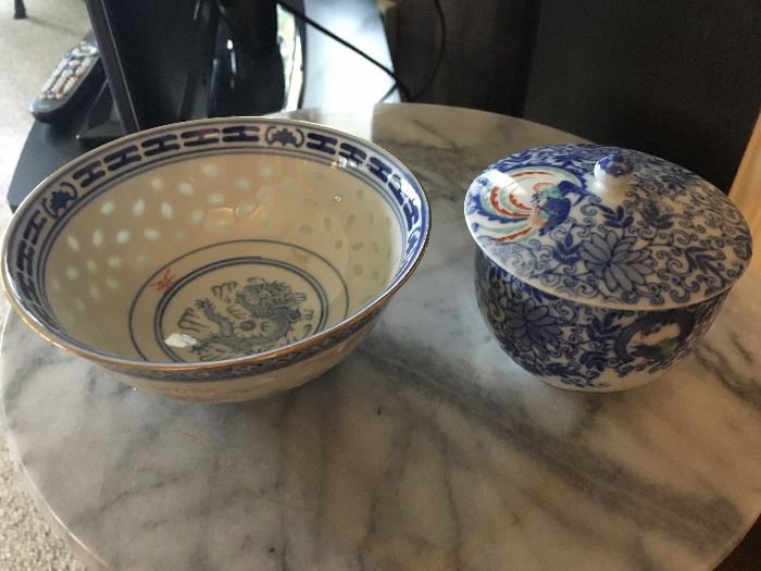 Opaque Dragon bowl & lidded bowl