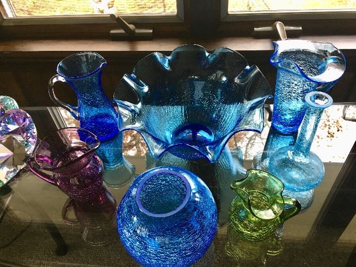 Crackle glass bowls & vases