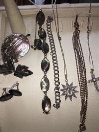 Sterling , abalone & crystal jewelry