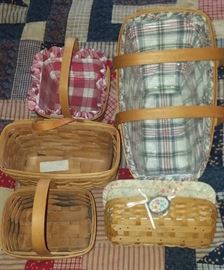 Longaberger mail , bread , sewing  & wine baskets