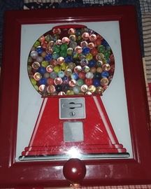 Glass & clay marbles in frame