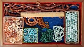 Antique Turquoise Coral Stone Beads