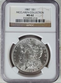 Coins MS62 1887 Morgan a