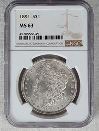 Coins MS63 1891 Morgan a
