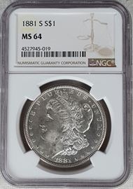 Coins MS64 1881 S Morgan a